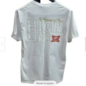 Miller High Life T-shirt Mens Vintage White Red "The Champagne of Beers" Men’s L